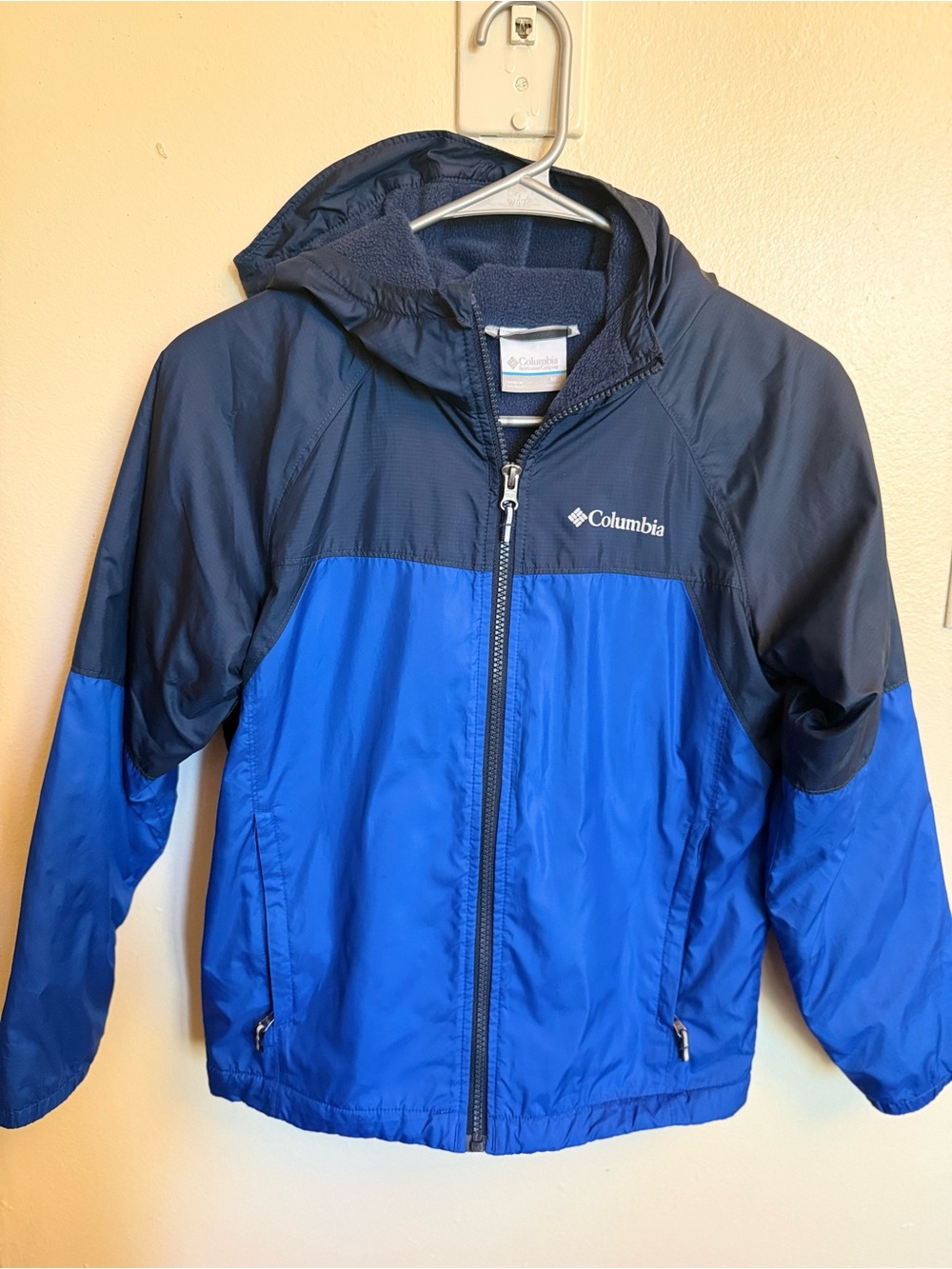 Columbia Kids' Hooded Two-Tone Blue Rain Jacket